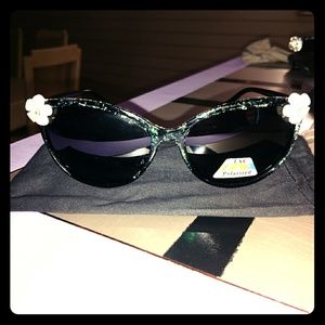 Handmade glitter cateye polarized sunglasses